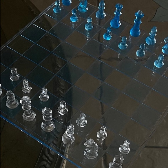 Custom chess set Chess  board game gift ideasglass chess father’s day gift